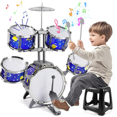 M SANMERSEN Upgraded Kids Jazz Drum Set shows colorful drums for creative play.