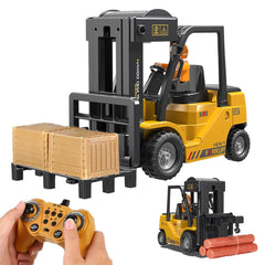 Mscredse 1:24 scale RC forklift front view shows compact, realistic construction for kids' play