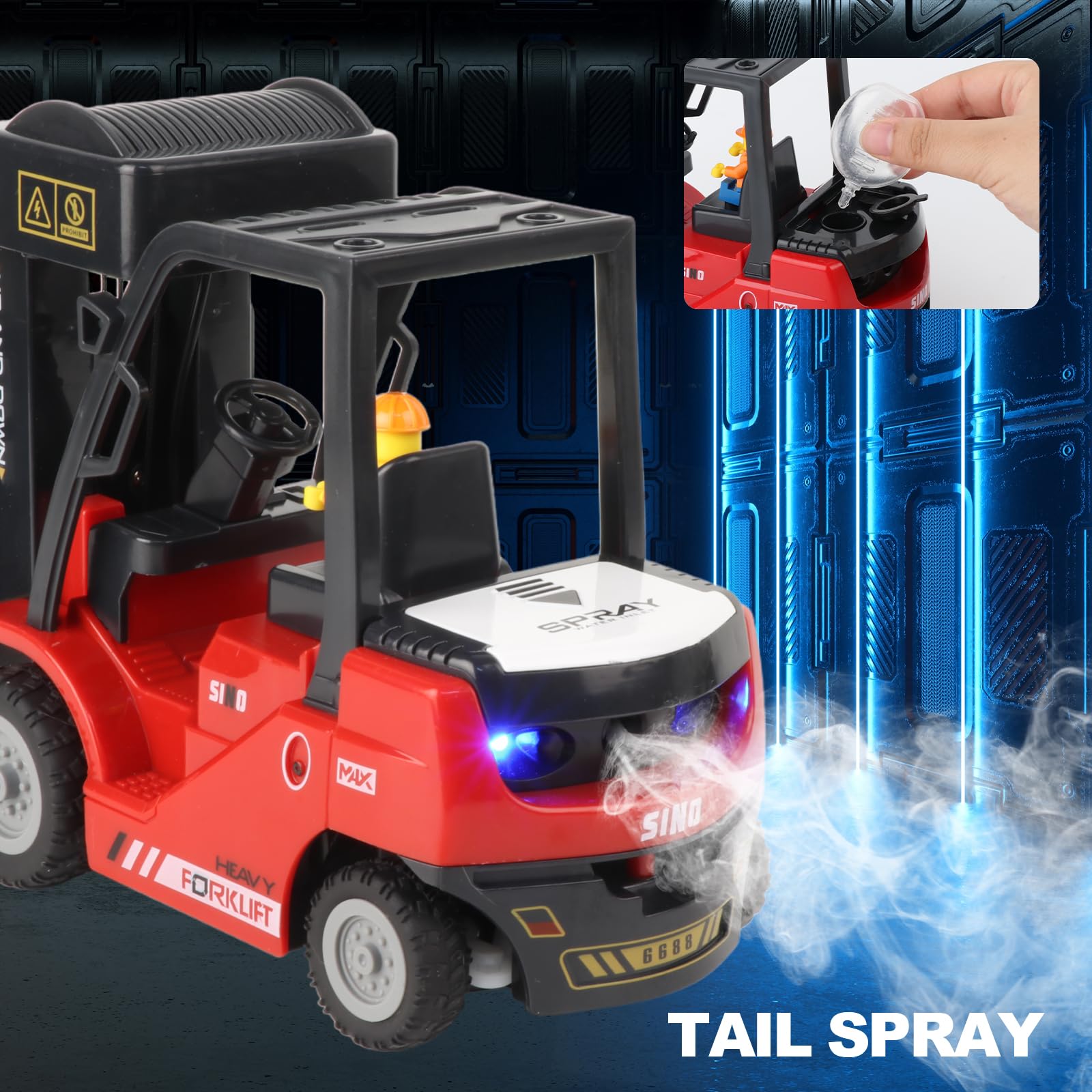 Mscredse RC forklift lifting mechanism enables precise pretend-loading tasks during playtime