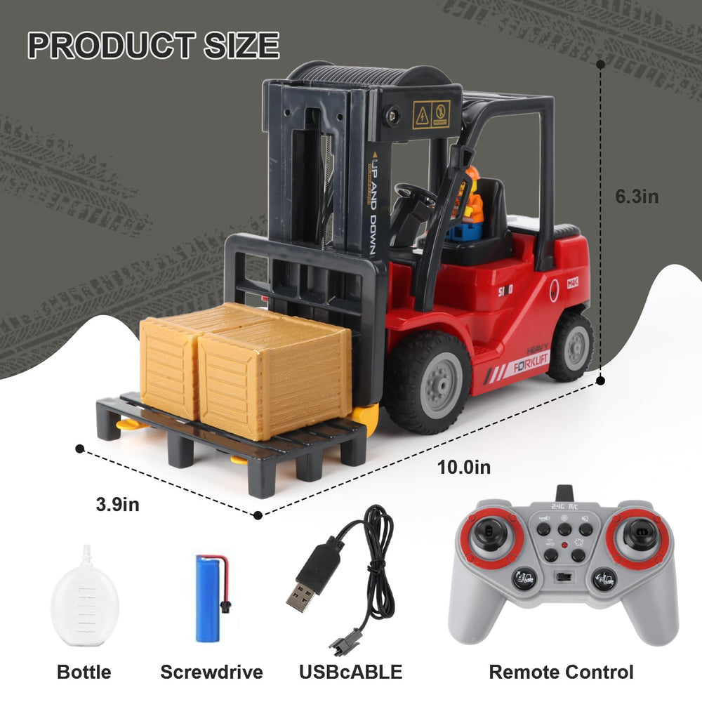 Mscredse 1:24-scale RC forklift with trailer attached enabling versatile loading scenarios
