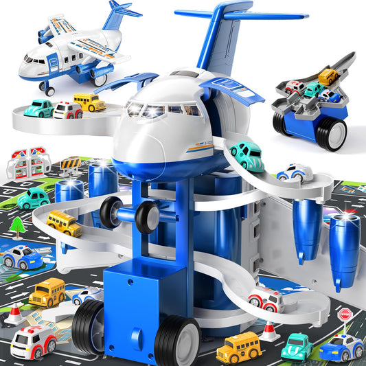 MSKOLER airplane toy garage with eight vehicles fuels imaginative play