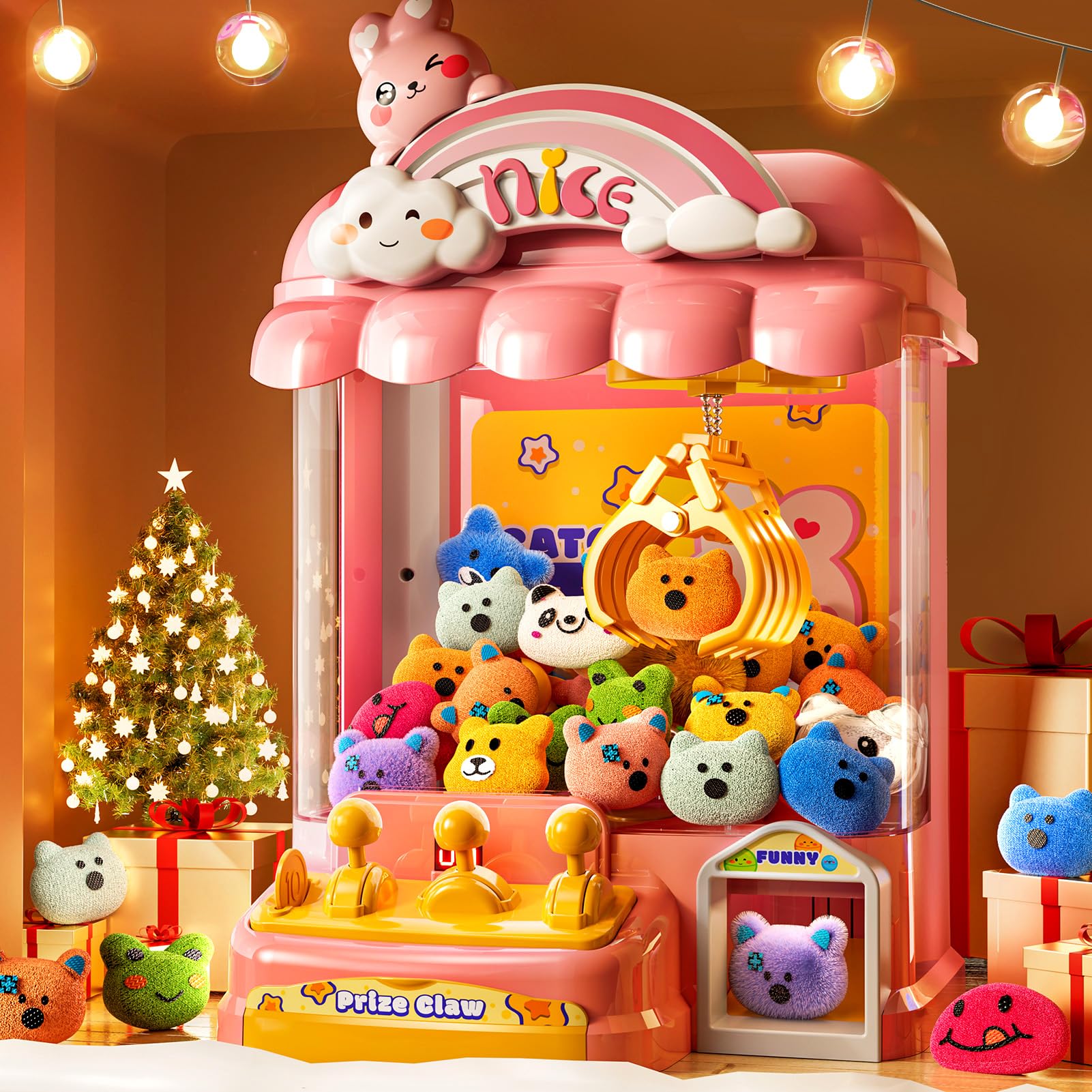 MSKOLER claw machine front view with plush toys for engaging at-home play