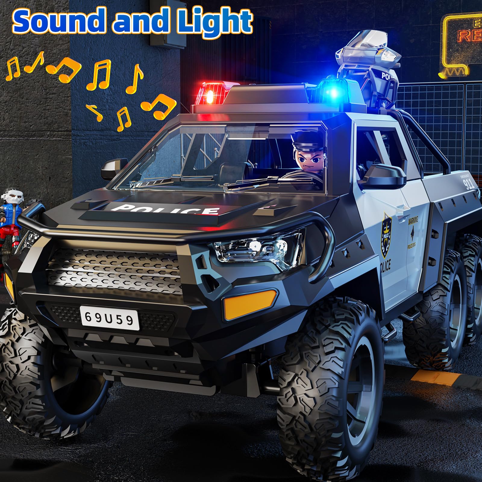 MSKOLER police car toy friction-powered tires keep gentle wheels rolling