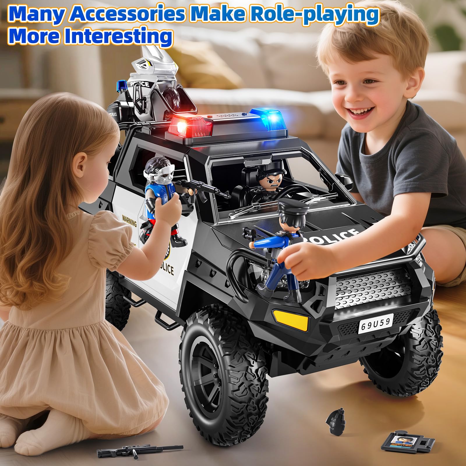 MSKOLER police car toy motorcycle attachment expands play options