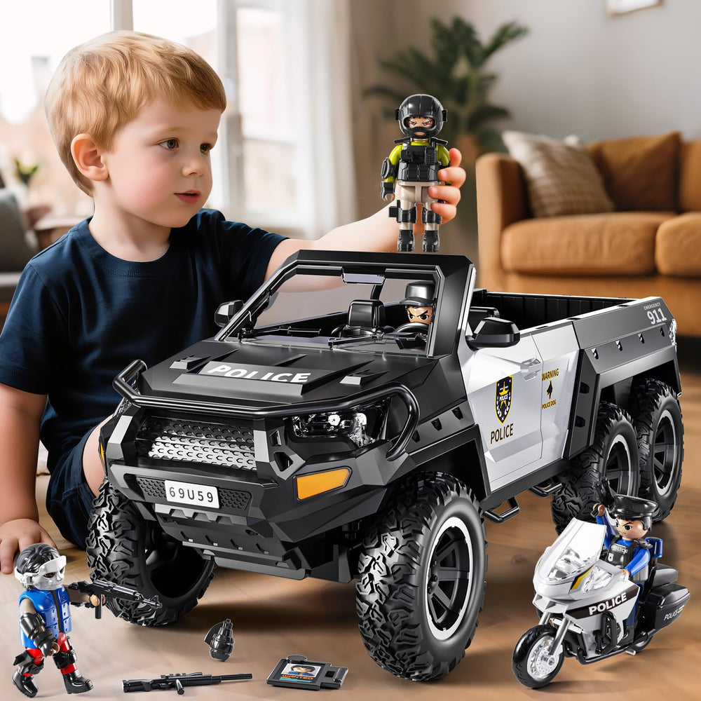 MSKOLER police car toy side view showing detachable details for curious kids