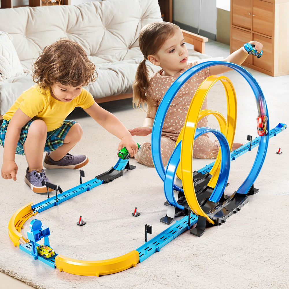 MSKOLER four-car pack ready for fast indoor play and imaginative racing.