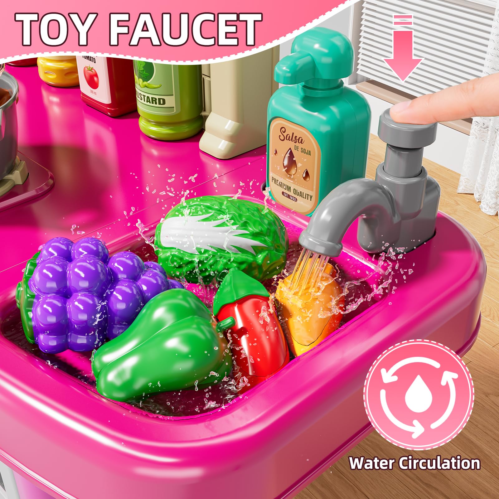 MSKOLER storage locker keeps kitchen pieces organized for tidy play.