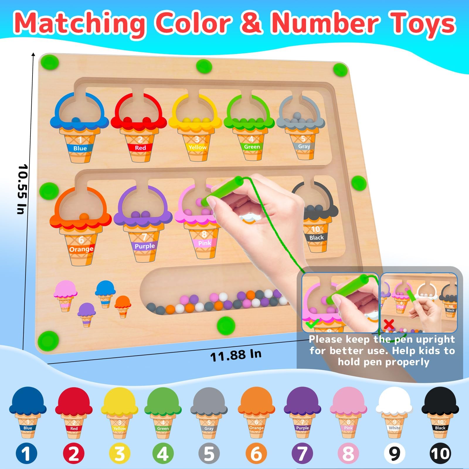 MTYOKILN color-matching beads demonstrating color recognition and fine motor play