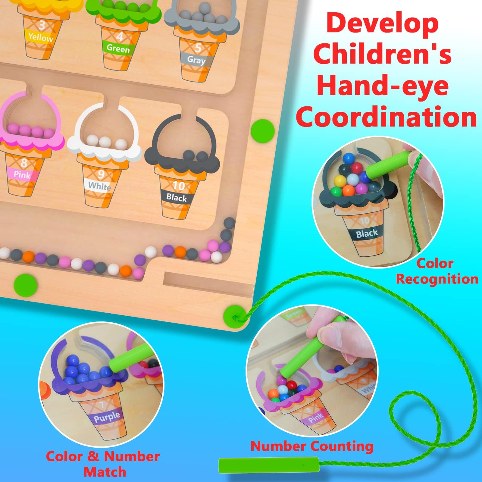 MTYOKILN magnetic pen action guiding beads through the maze