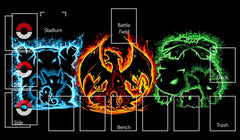 MTG Decks & More premium playmat featuring Squirtle, Bulbasaur, Charizard for smooth play and card protection