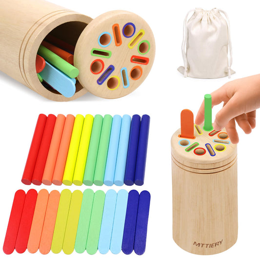 MTTIERY color sorting wooden sticks enhance fine motor skills and color recognition.