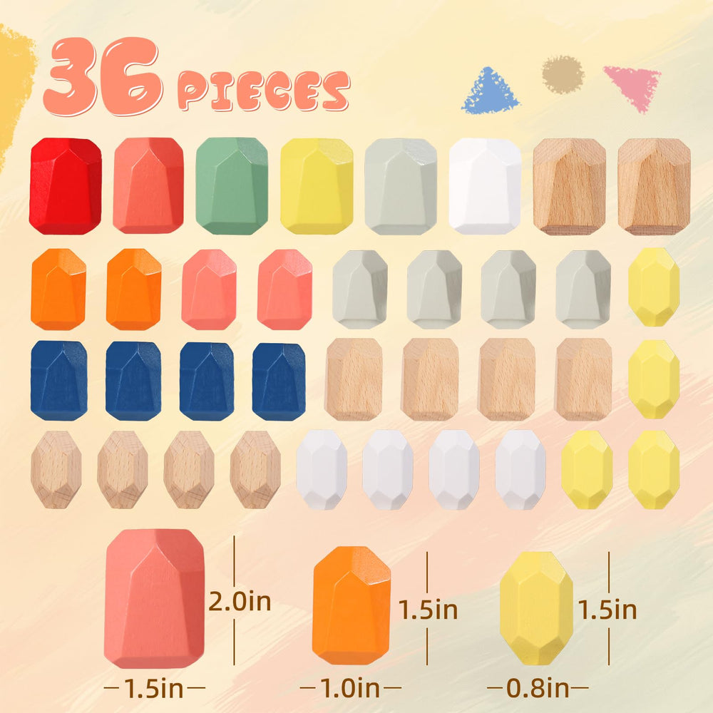 MTTIERY gift-ready wooden stacking stones ideal for birthdays or Easter baskets.