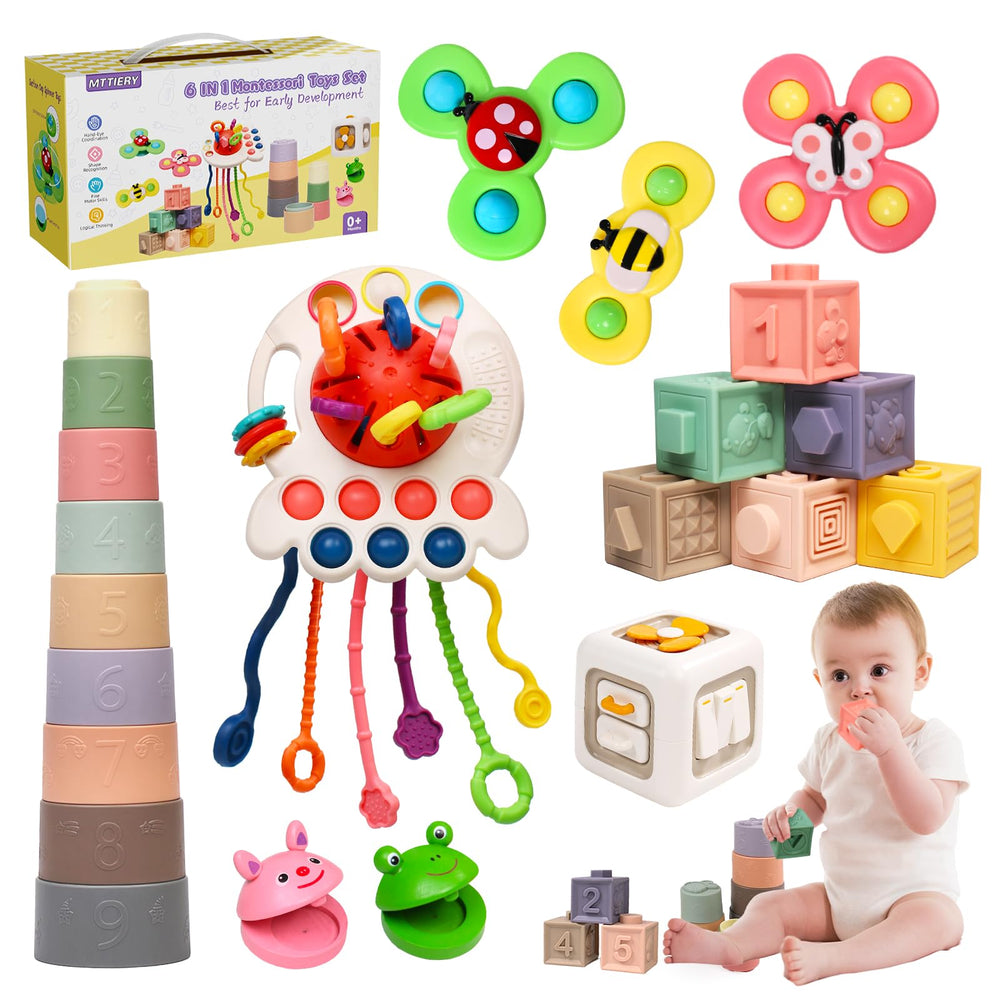 MTTIERY pull-string toy boosts grasping and sensory play for babies.
