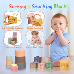 MTTIERY stacking cups encourage gripping, stacking, and early counting ideas.