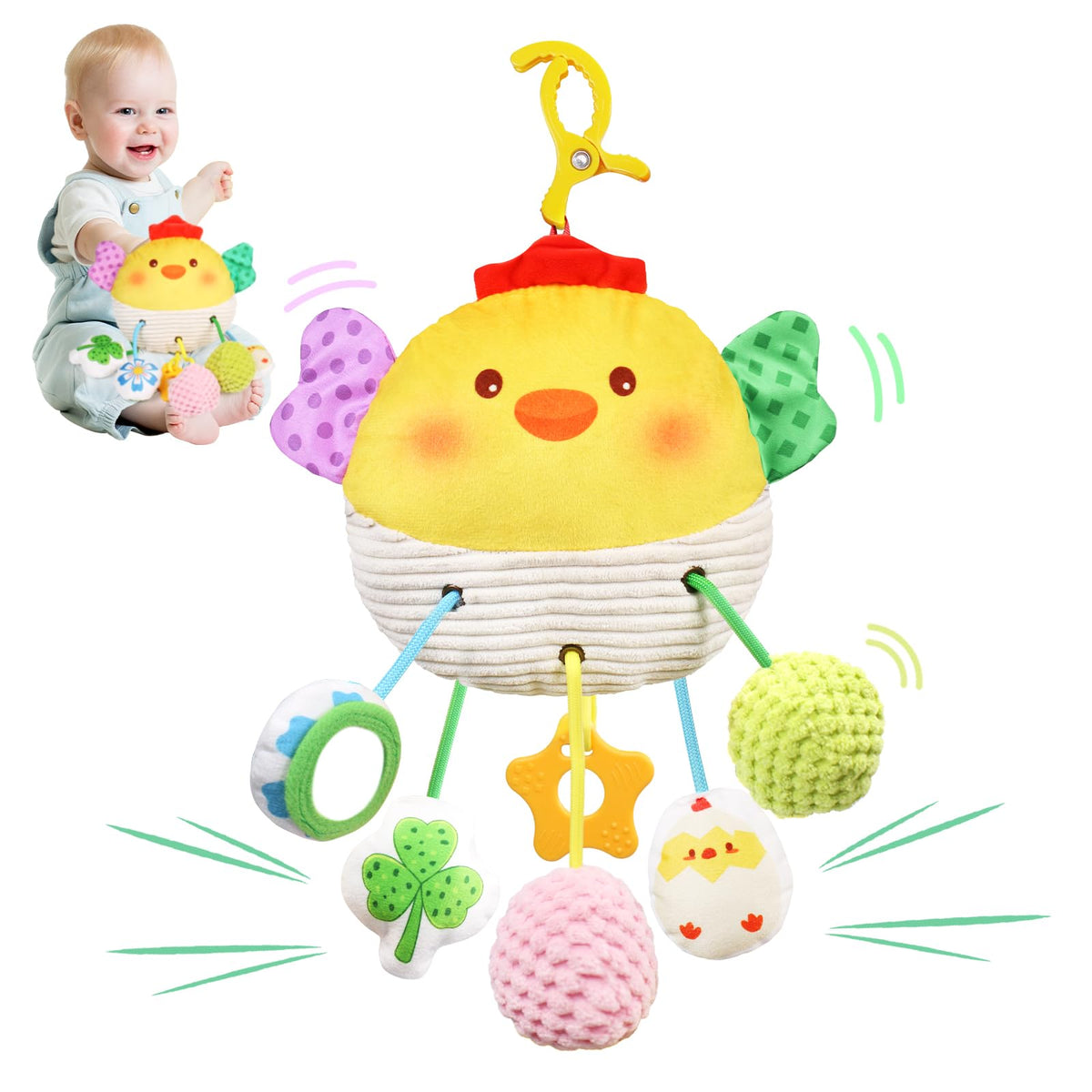 MTTIERY crab car seat clip for on-the-go play.
