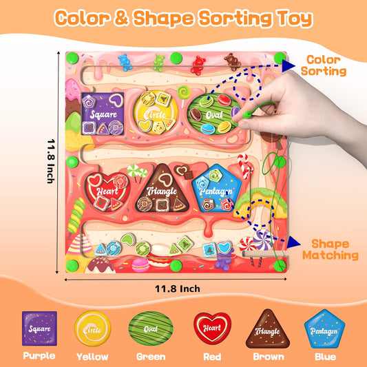 MTYOKILN Magnetic Color & Shape Maze side view highlighting compact design and pathways.