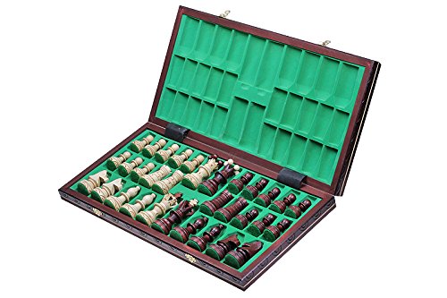Muba board stores each piece securely in built-in compartments