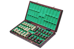 Muba board stores each piece securely in built-in compartments