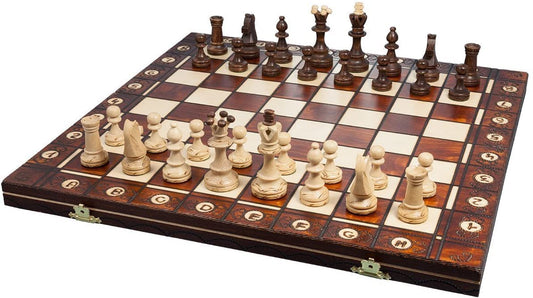 Muba weighted hornbeam and sycamore chessmen provide balanced play and premium feel