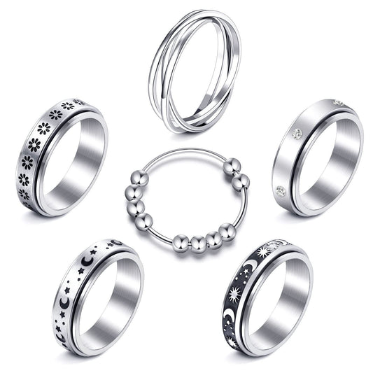 MUCAL Anxiety Ring with beads, stylish focal point for calm focus during daily tasks