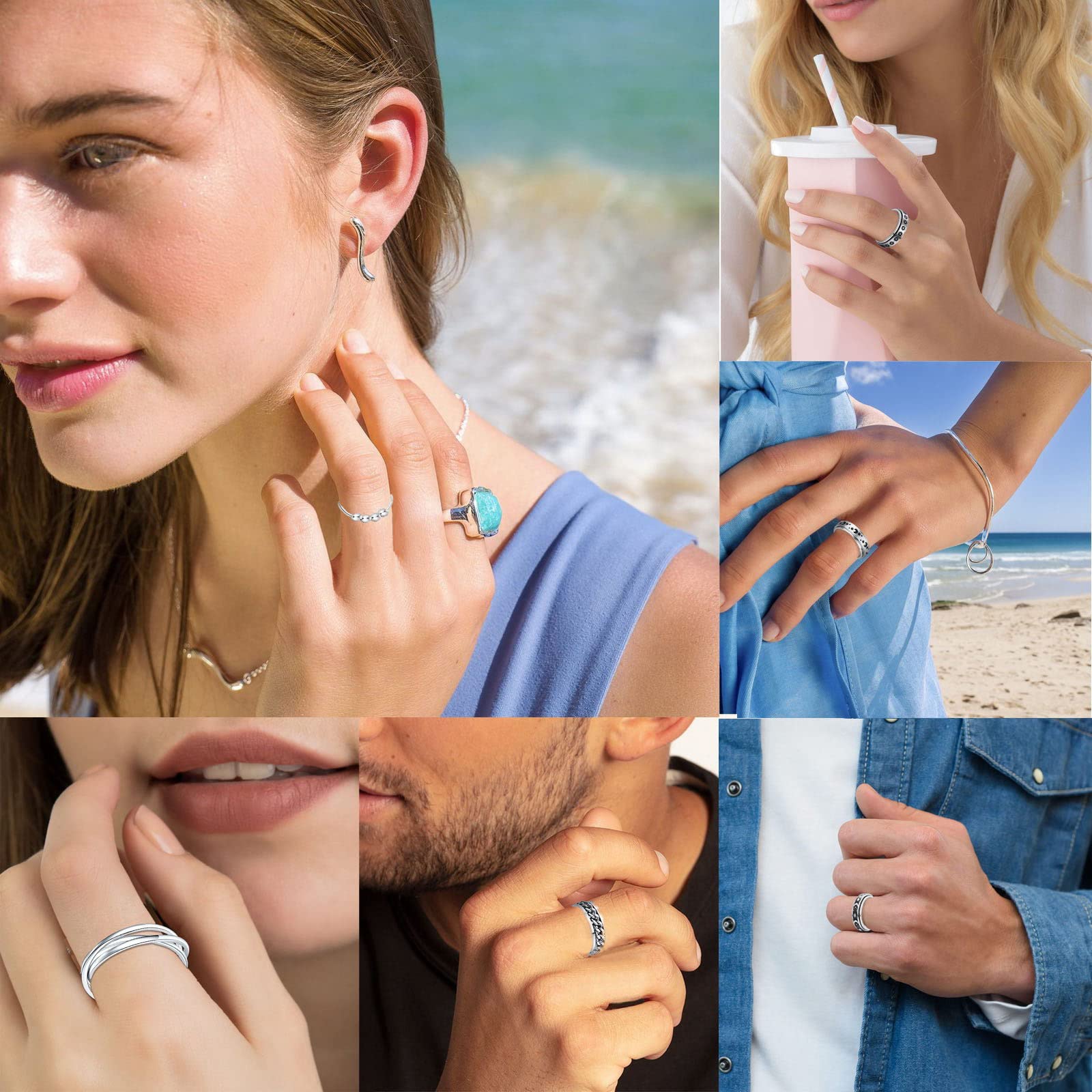 MUCAL fidget ring cubic zirconia provides subtle daily sparkle