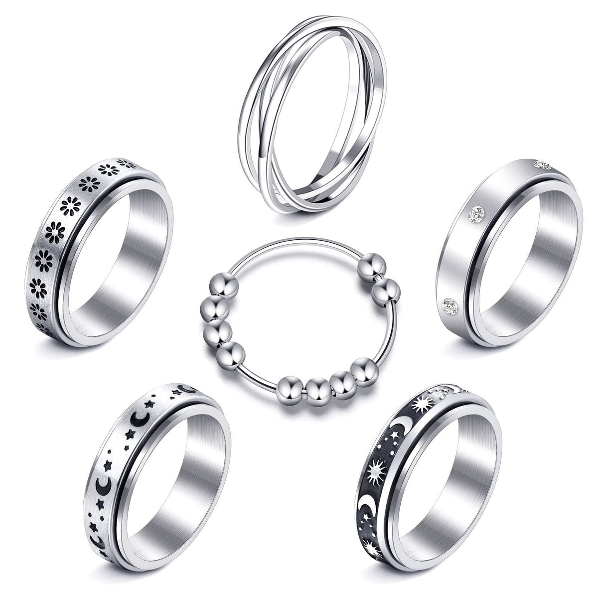 MUCAL fidget rings set worn for daily style and focused attention.
