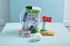 Mud Pie driver plush toy engages small hands during pretend golf adventures.