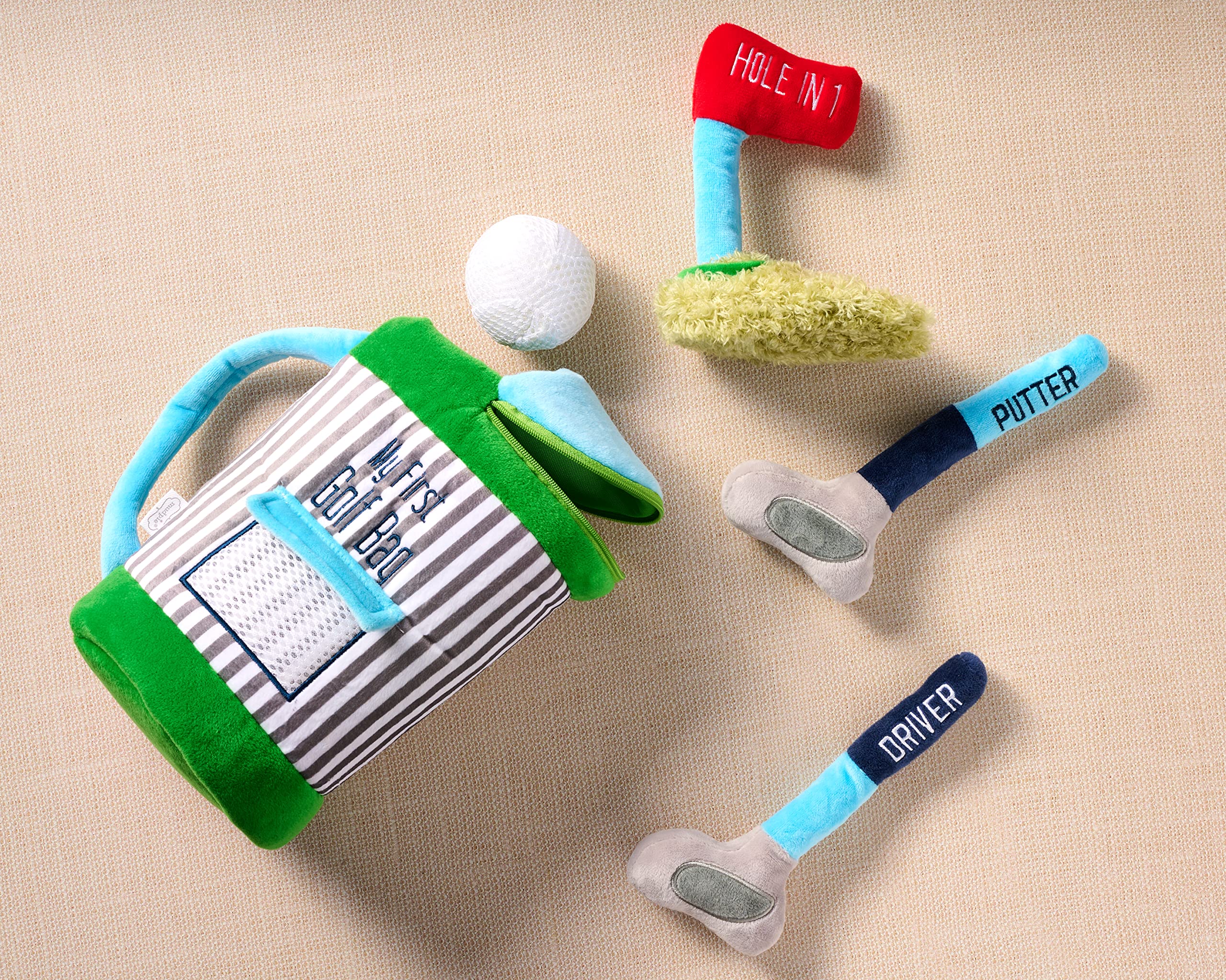 Mud Pie putting green plush surface invites small world golf scenes.