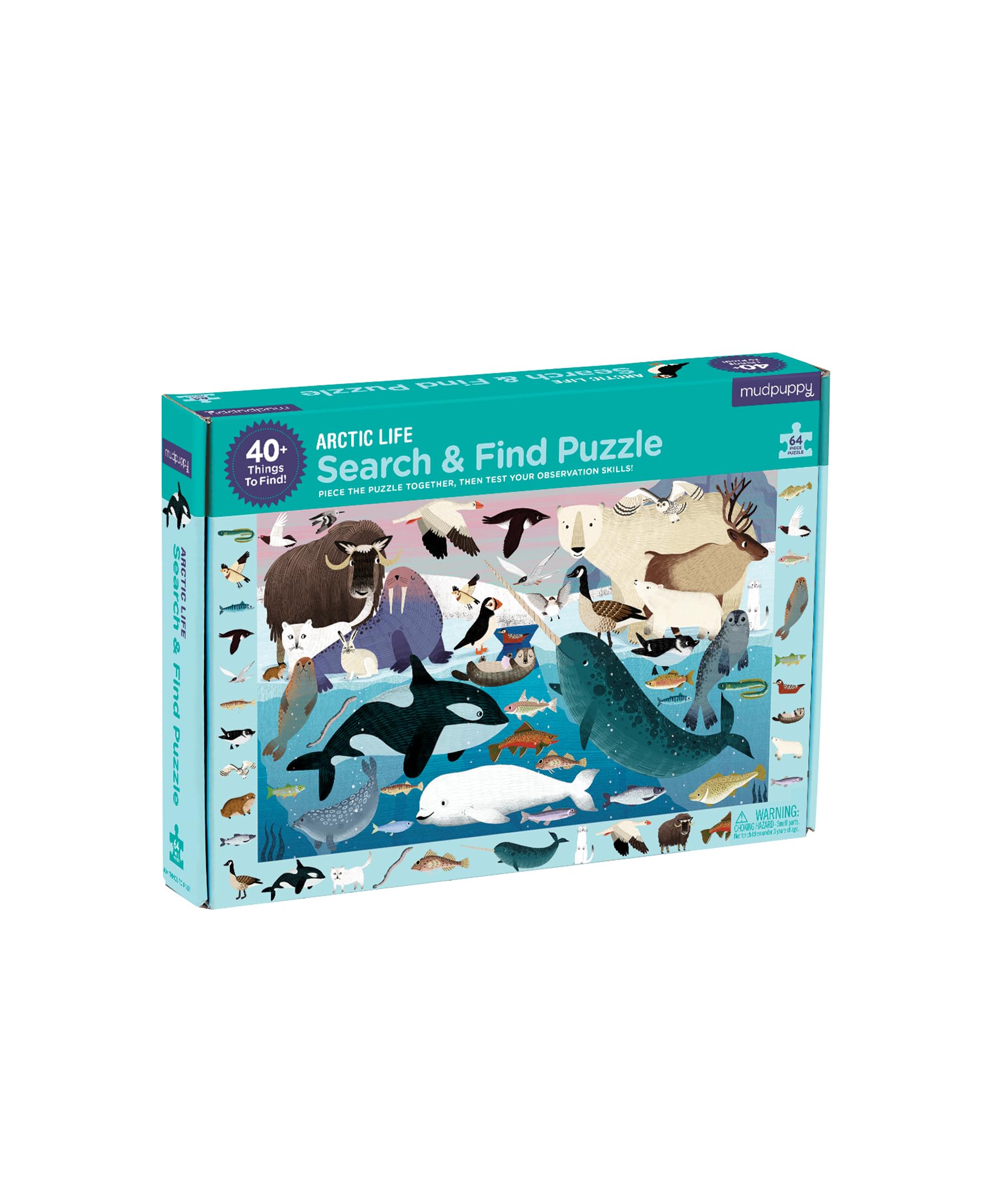 Mudpuppy Arctic Life Puzzle: polar bears in a vibrant Arctic scene, encouraging observation skills.