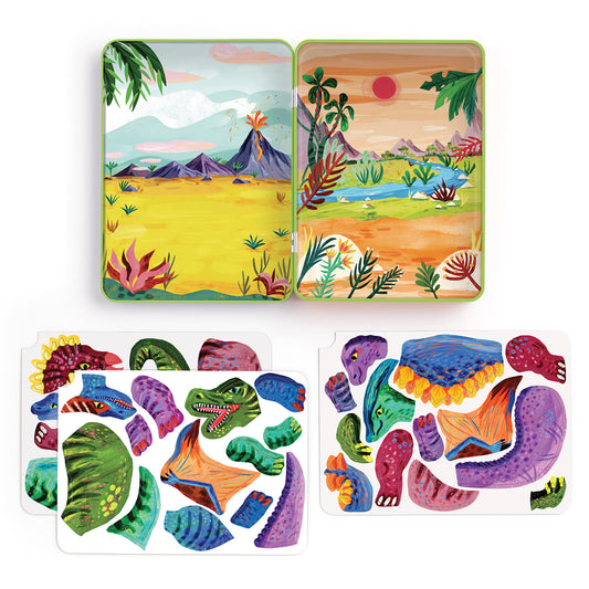 Mudpuppy Dino Mix-Up background scene 2 invites creative stories with magnets.