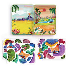 Mudpuppy Dino Mix-Up background scene 2 invites creative stories with magnets.
