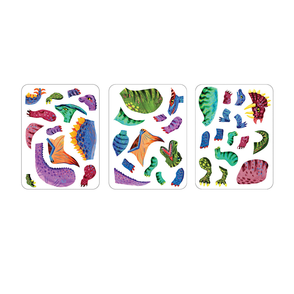 Mudpuppy Dino Mix-Up magnets pieces offer endless mix-and-match possibilities for kids.