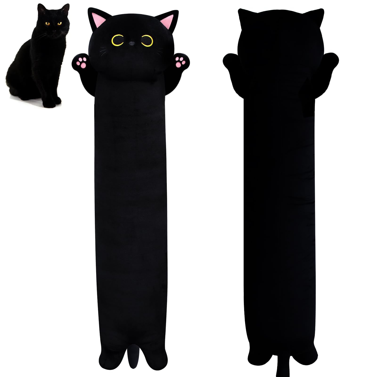 MUFEIRUO long cat plush 31in eye-detail, cozy photo prop and room accent.