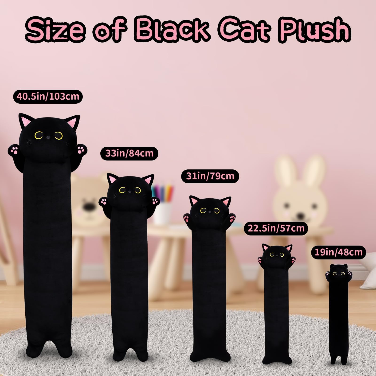 MUFEIRUO long cat plush 31in kid-friendly plush for naps and play.