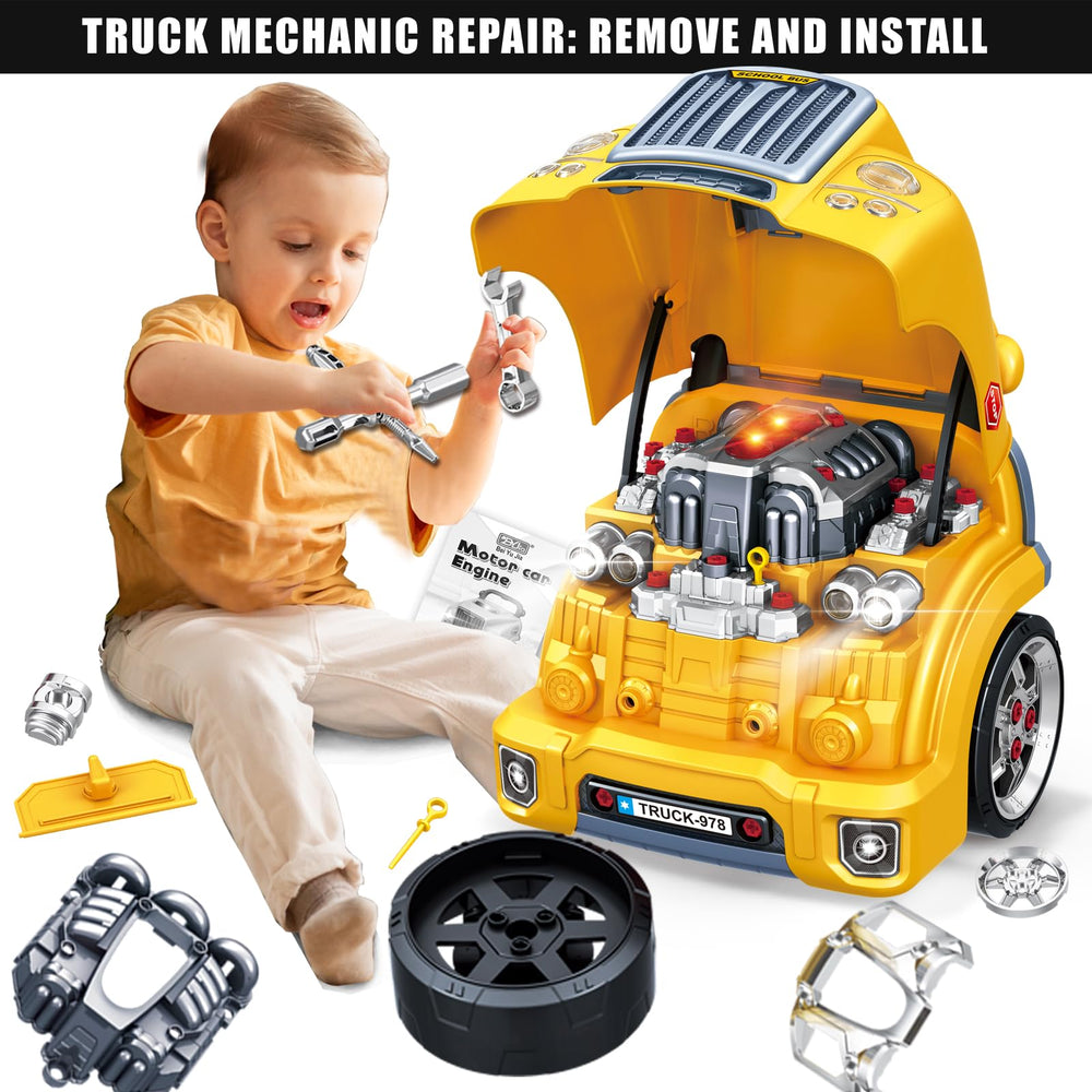 MUGEYMYD large-truck-engine-toy open engine compartment promotes hands-on exploration.