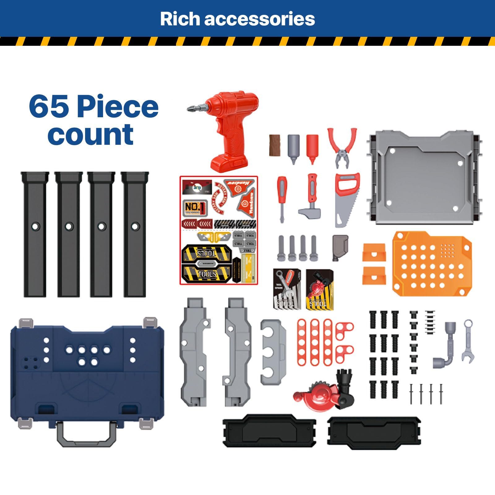 MUGEYMYD Kids Tool Bench Storage Space keeps tools organized during play