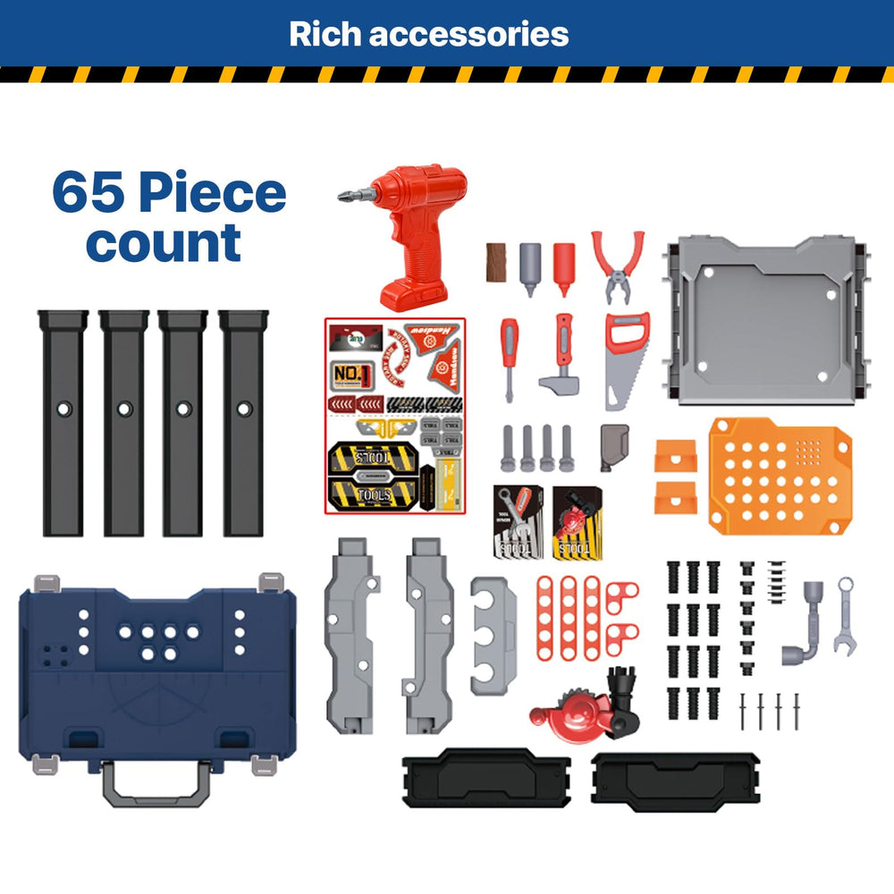 MUGEYMYD Kids Tool Bench Storage Space keeps tools organized during play
