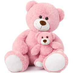 Muiteiur giant teddy mommy and baby bear 40inch pink, a warm, huggable centerpiece.