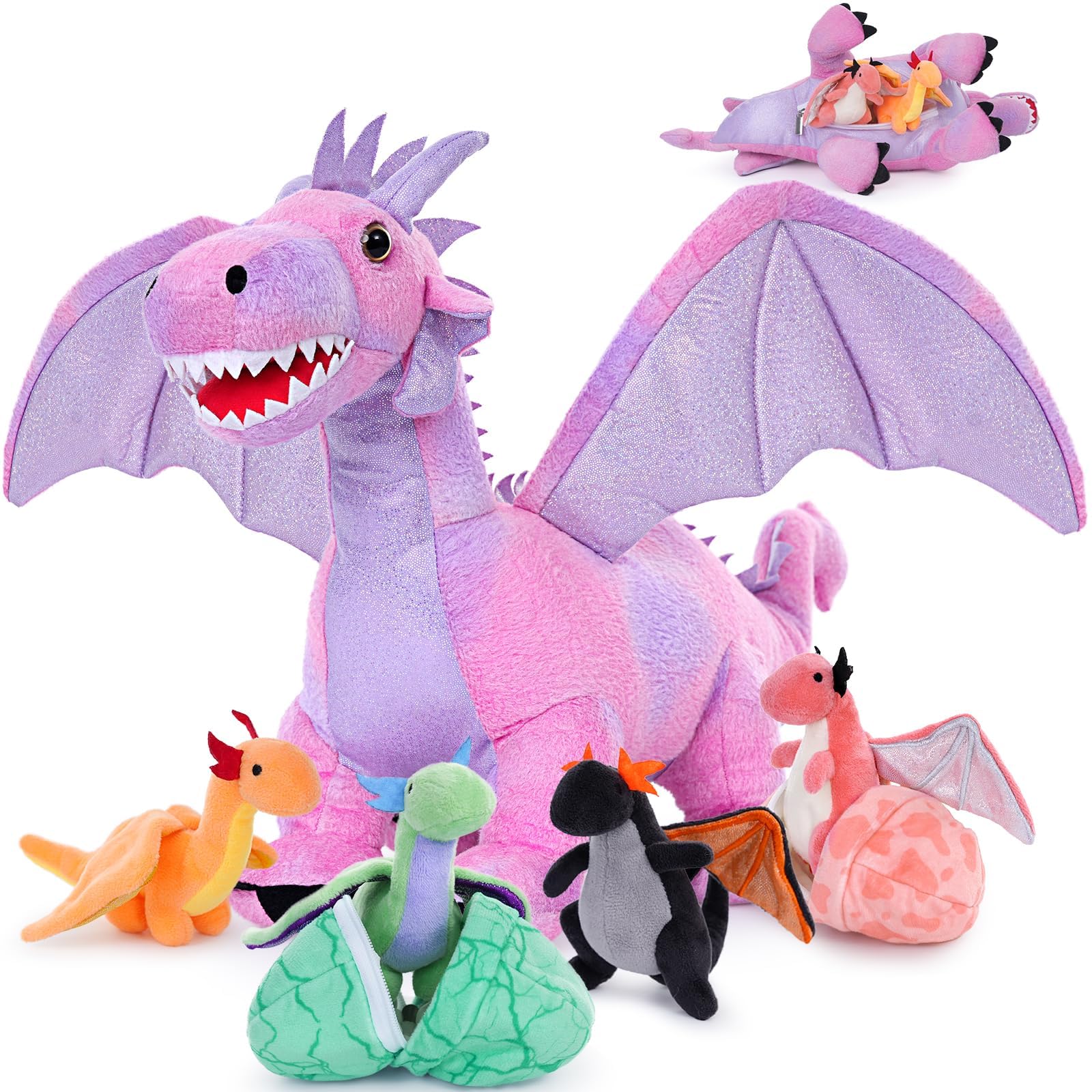 Muiteiur mom dragon plush 21.6-inch offers cozy bedtime cuddles and imaginative play.