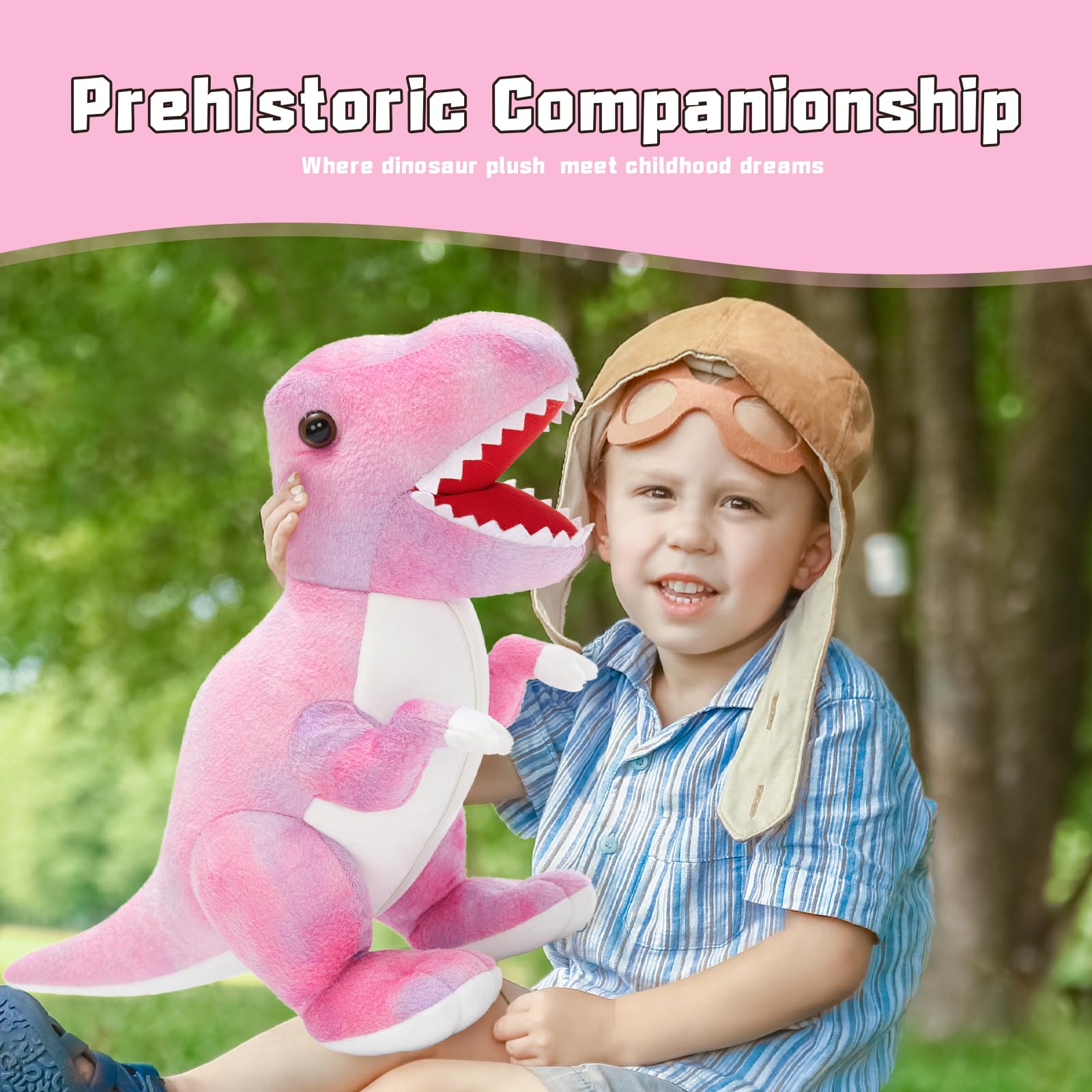 Muiteiur pink dinosaur gift set, perfect for birthdays and celebrations.