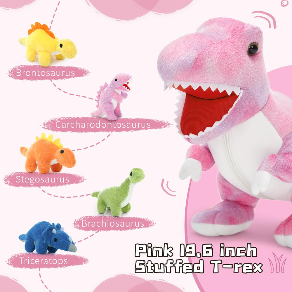Muiteiur pink dinosaur plush fabric close-up, ideal for cozy snuggles.