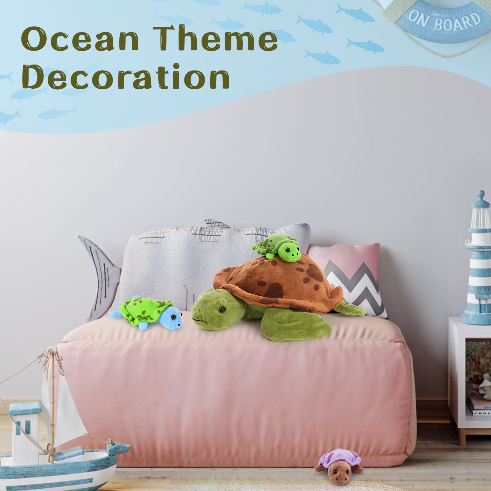Muiteiur 12.6-inch sea turtle family plush for gifting