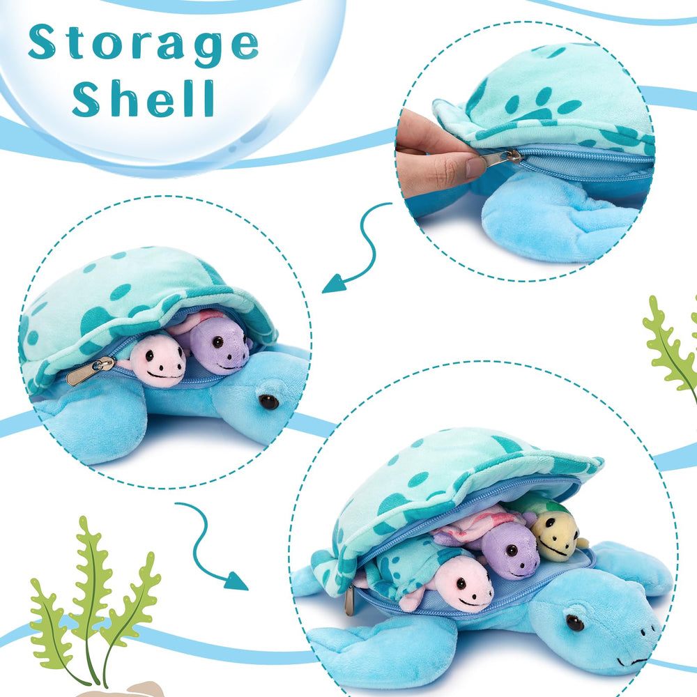 Muiteiur sea turtle shell zipper storage opens tidy playtime surprises