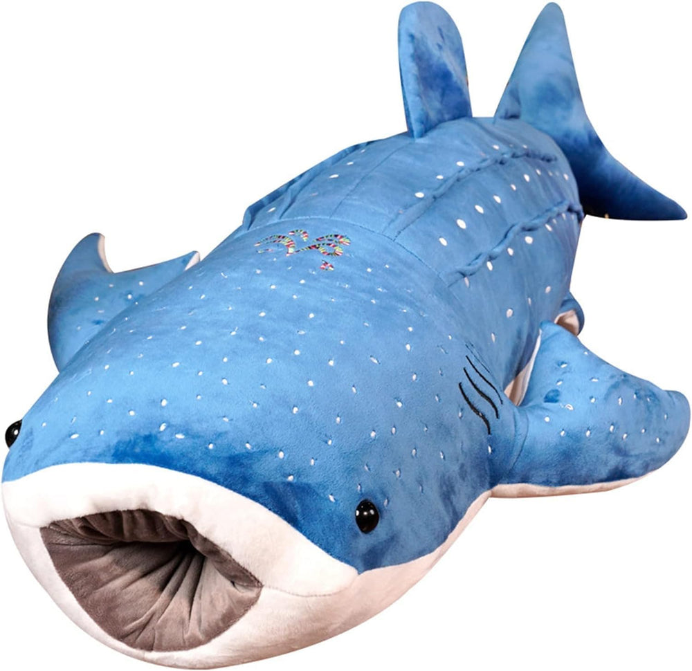 Mukouxun whale shark plush 18.5-inch view, a soft, cuddly companion for kids' play.