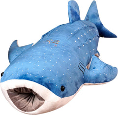 Mukouxun whale shark plush 18.5-inch view, a soft, cuddly companion for kids' play.