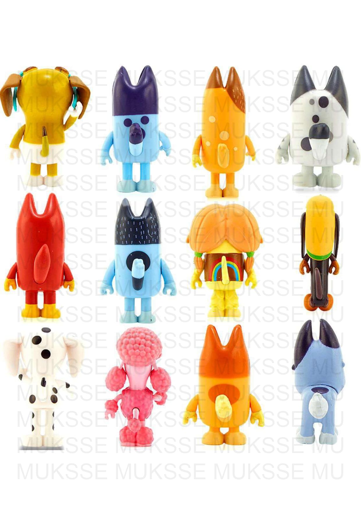 MUKSSE Bluey Toys 12-pack wolves showing family-friendly poses