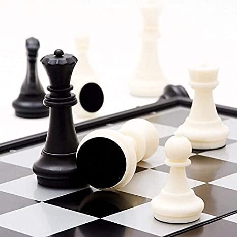 Multipurpose Go magnetic travel chess set magnetic-pieces close-up for secure play.
