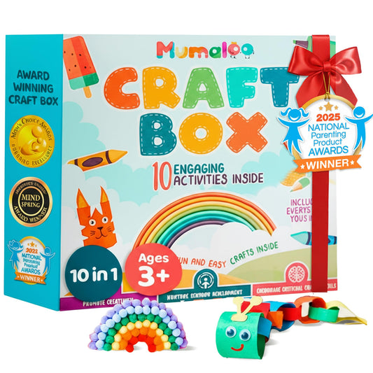 Mumaloo Craft Box for Kids with 10 pre-packed projects for creative play