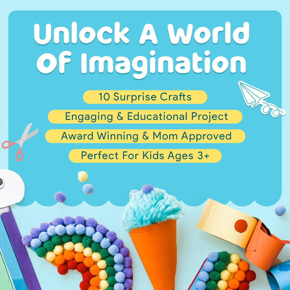 Mumaloo Surprise Craft Box unboxing scene with mess-free materials for learning