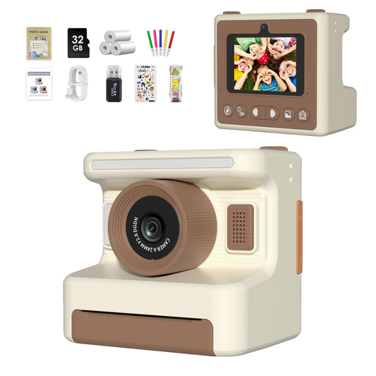 Mummed Kids Camera Instant Print front view, compact and durable, no-ink printing for kids' quick photos.